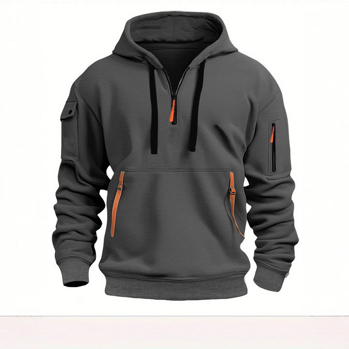 Herr funktionell hoodie med trendiga dragkedjefickor Eva Jonsson-Eva Jonsson