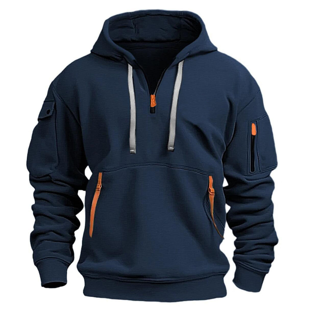 Herr funktionell hoodie med trendiga dragkedjefickor Eva Jonsson-Eva Jonsson