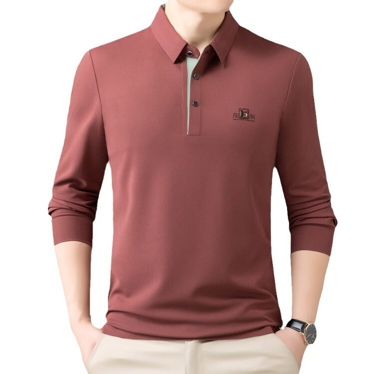 Herr högkvalitativ långärmad poloshirt med fuktreglerande material och elegant krage Mirla-Eva Jonsson