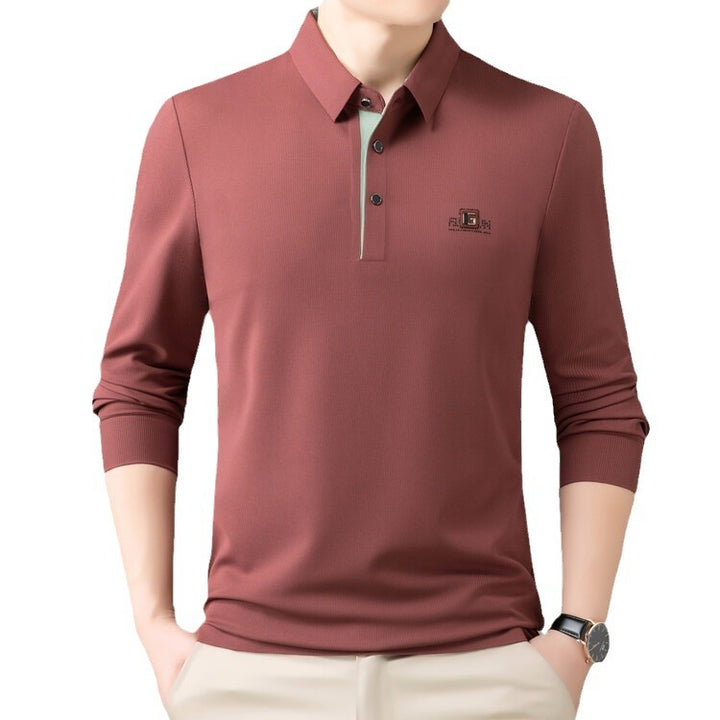 Herr högkvalitativ långärmad poloshirt med fuktreglerande material och elegant krage Mirla-Eva Jonsson