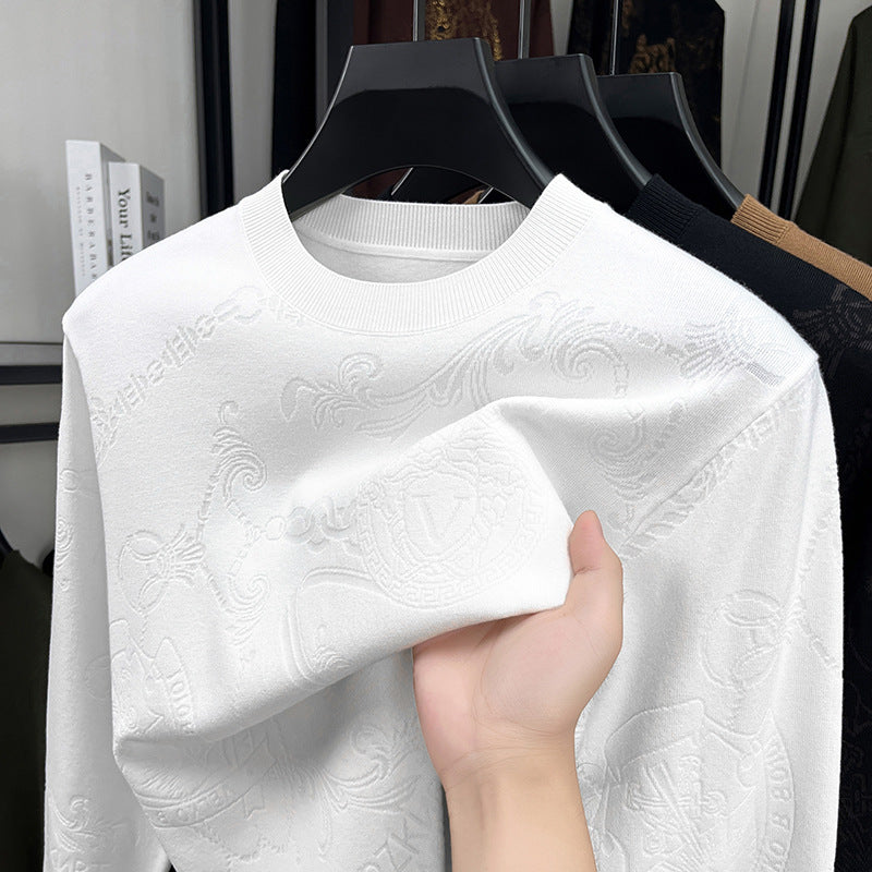 Herr högkvalitativ stickad tröja med 3D-logotypmönster Mirla-Eva Jonsson