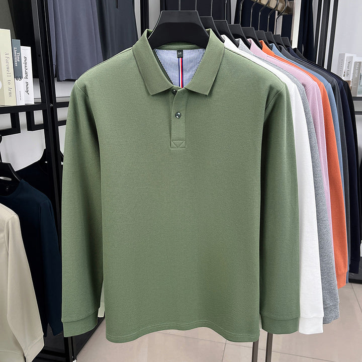 Herr långärmad polo med strukturerad design och andningsbara egenskaper Mirla-Eva Jonsson