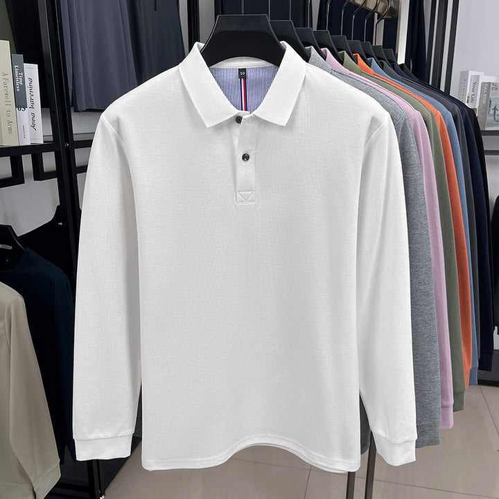 Herr långärmad polo med strukturerad design och andningsbara egenskaper Mirla-Eva Jonsson
