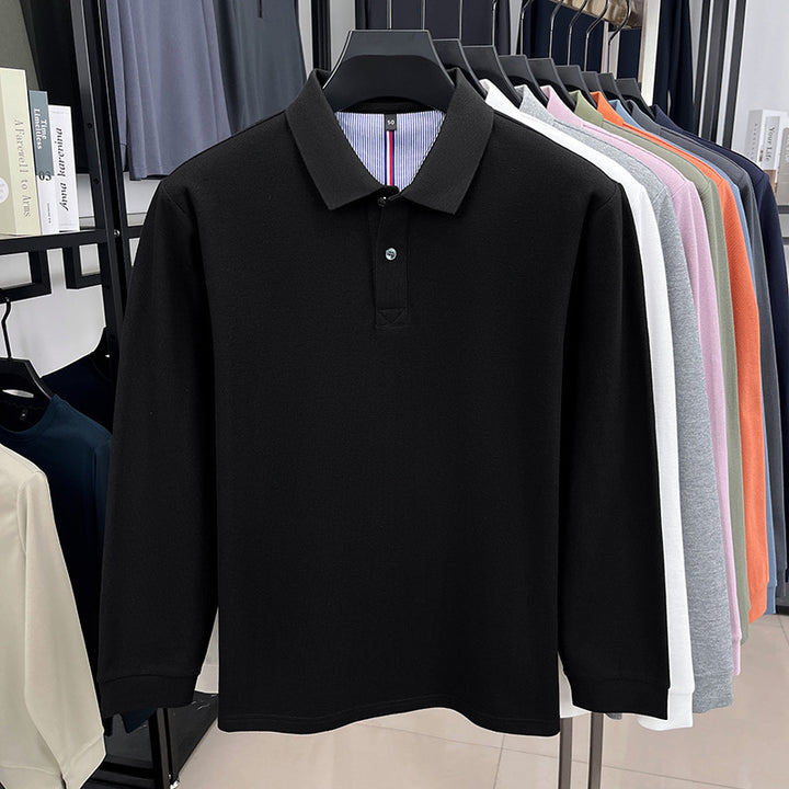 Herr långärmad polo med strukturerad design och andningsbara egenskaper Mirla-Eva Jonsson