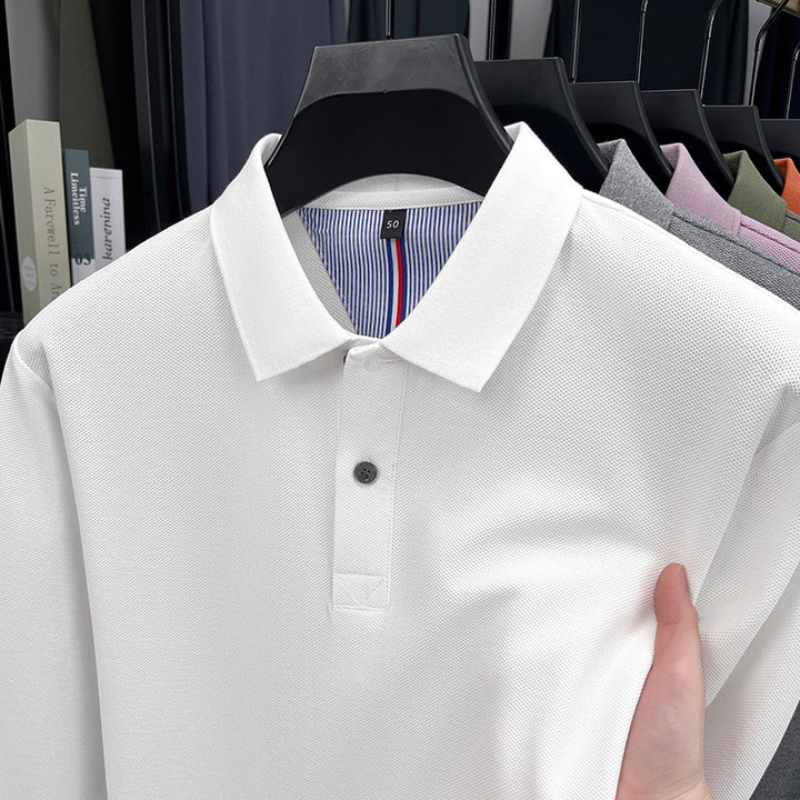 Herr långärmad polo med strukturerad design och andningsbara egenskaper Mirla-Eva Jonsson