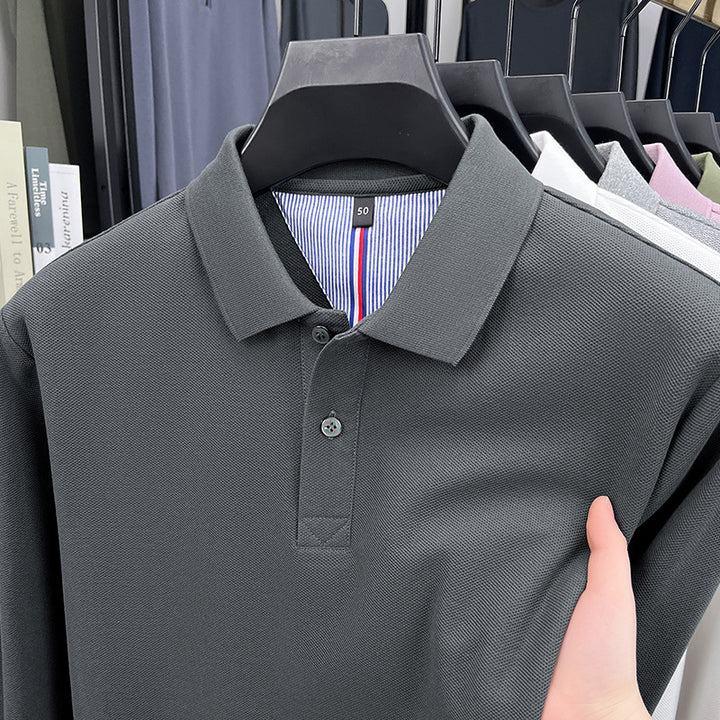 Herr långärmad polo med strukturerad design och andningsbara egenskaper Mirla-Eva Jonsson