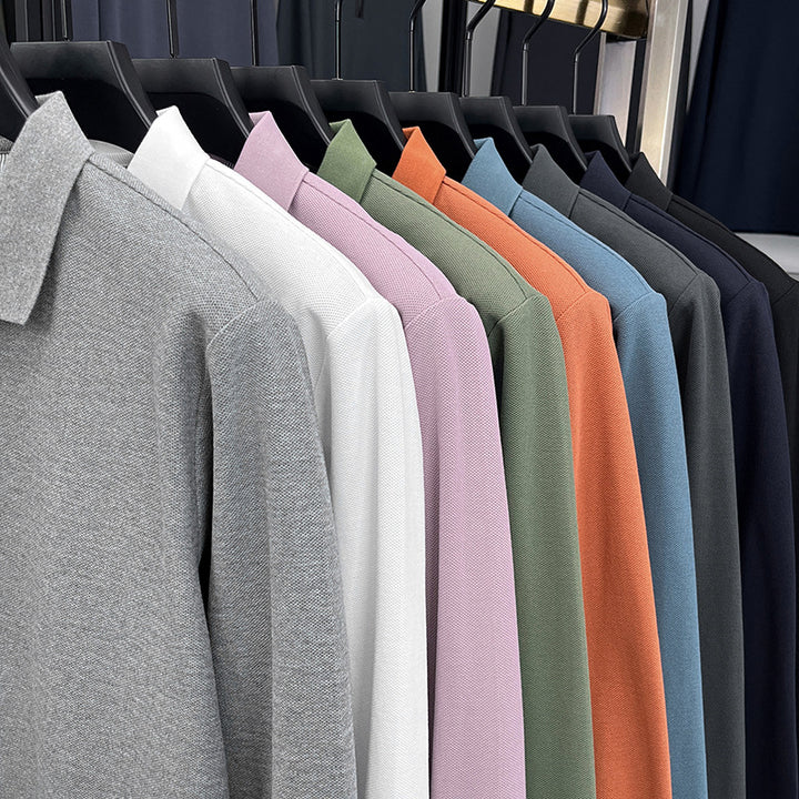 Herr långärmad polo med strukturerad design och andningsbara egenskaper Mirla-Eva Jonsson