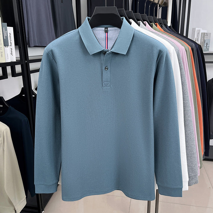 Herr långärmad polo med strukturerad design och andningsbara egenskaper Mirla-Eva Jonsson