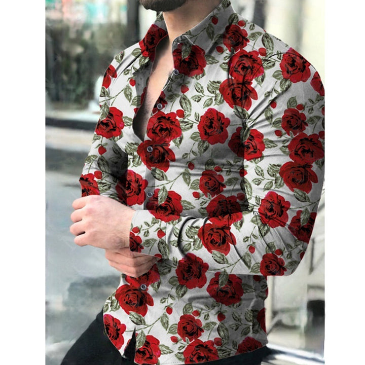 Herr långärmad skjorta med blommönster och fjärilsdesign Mirla-Eva Jonsson