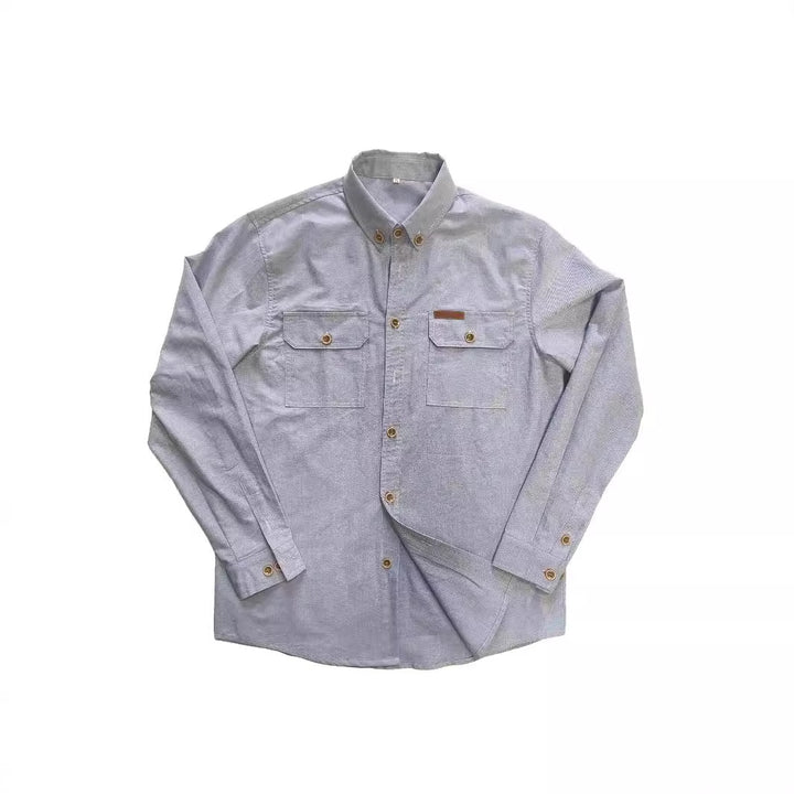 Herr långärmad skjorta med robusta bröstfickor och klassisk button-down-krage Mirla-Eva Jonsson