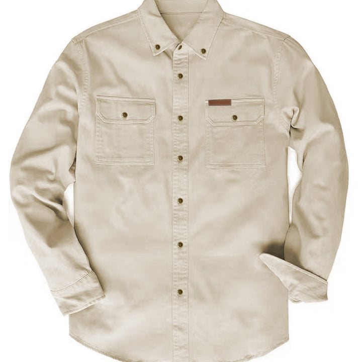 Herr långärmad skjorta med robusta bröstfickor och klassisk button-down-krage Mirla-Eva Jonsson