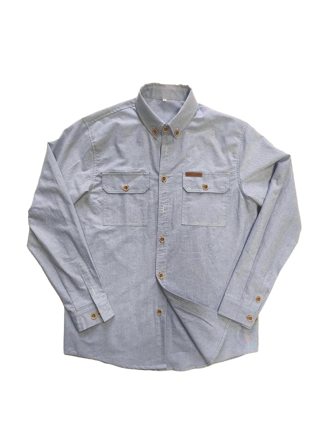 Herr långärmad skjorta med robusta bröstfickor och klassisk button-down-krage Mirla-Eva Jonsson