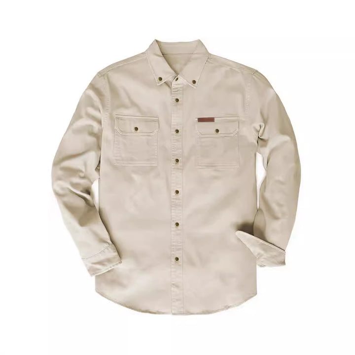 Herr långärmad skjorta med robusta bröstfickor och klassisk button-down-krage Mirla-Eva Jonsson