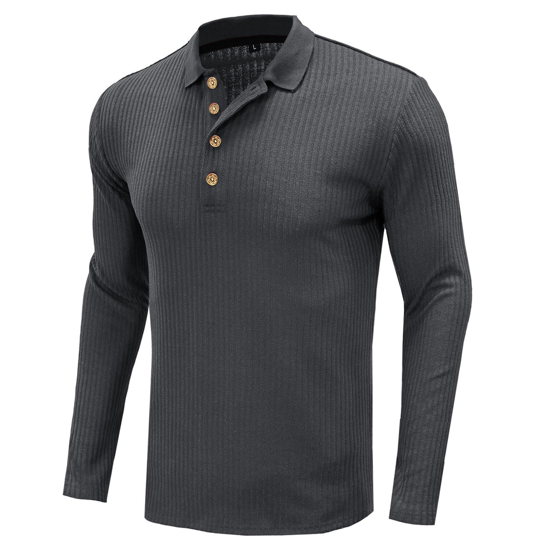 Herr långärmad skjorta med texturerad design och trendig Henley-krage Mirla-Eva Jonsson