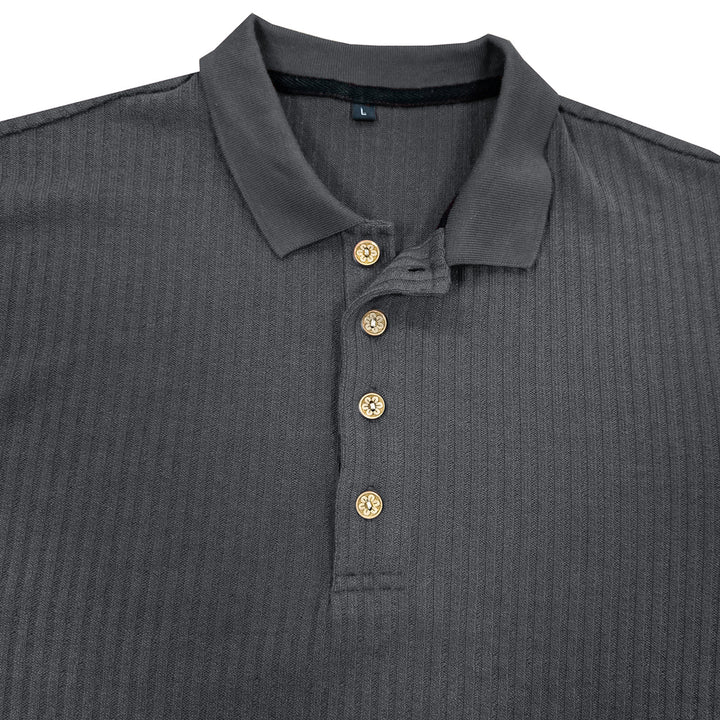 Herr långärmad skjorta med texturerad design och trendig Henley-krage Mirla-Eva Jonsson