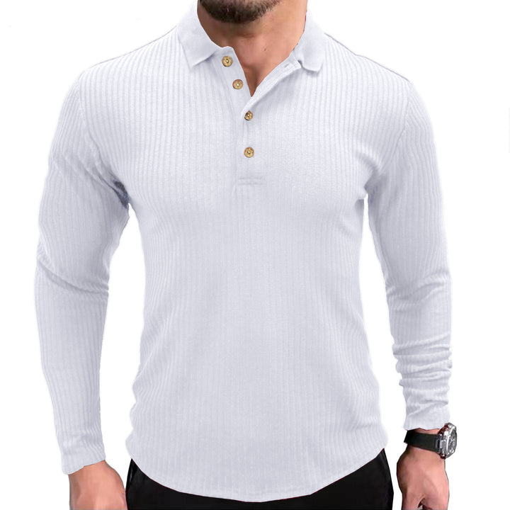 Herr långärmad skjorta med texturerad design och trendig Henley-krage Mirla-Eva Jonsson