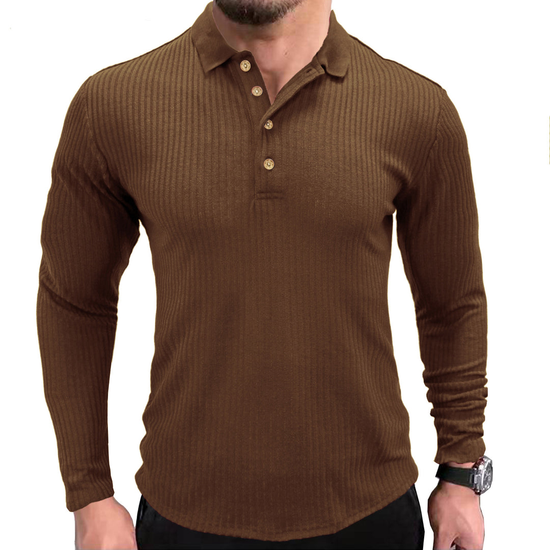 Herr långärmad skjorta med texturerad design och trendig Henley-krage Mirla-Eva Jonsson
