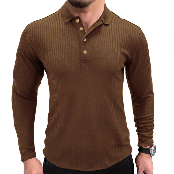 Herr långärmad skjorta med texturerad design och trendig Henley-krage Mirla-Eva Jonsson