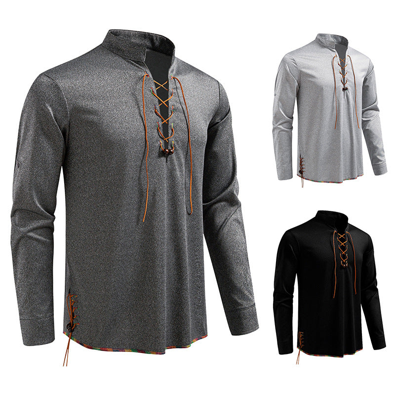 Herr långärmad tröja med dragsko och ståkrage Eva Jonsson-Eva Jonsson