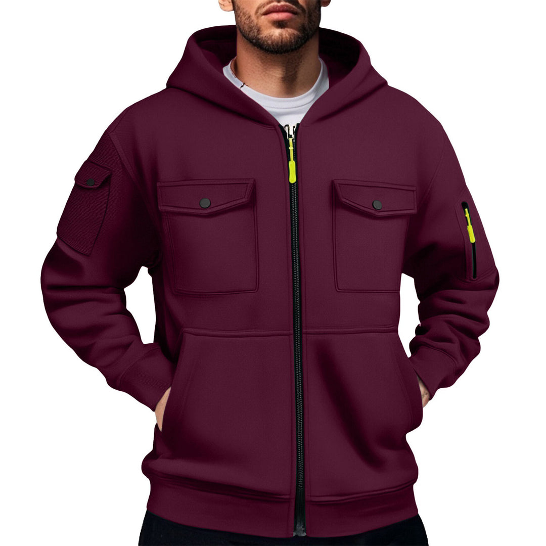 Herr mångsidig utility-hoodie med praktiska fickor Mirla-Eva Jonsson