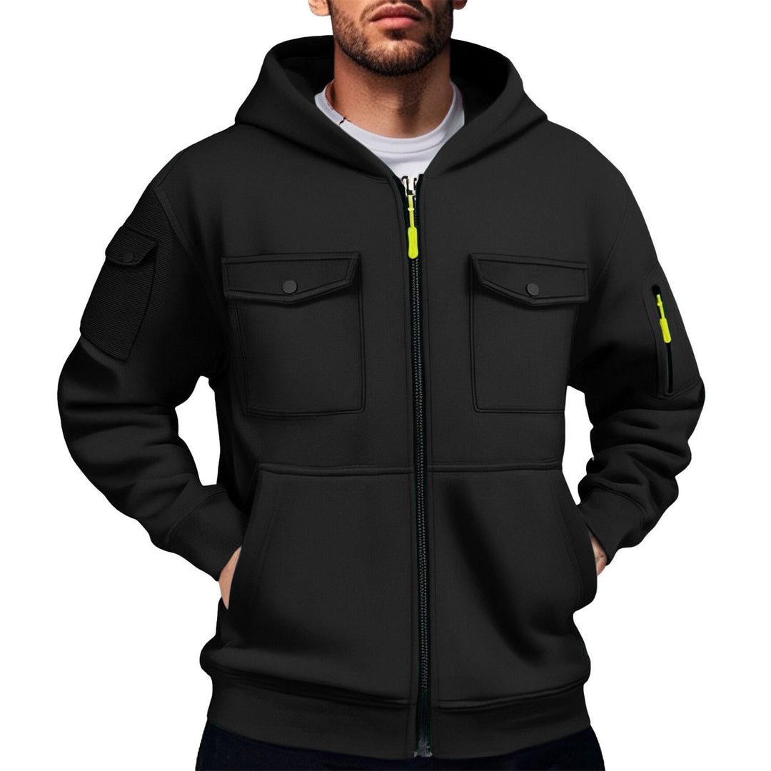 Herr mångsidig utility-hoodie med praktiska fickor Mirla-Eva Jonsson