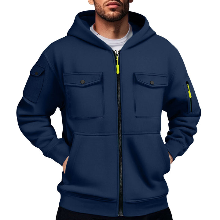Herr mångsidig utility-hoodie med praktiska fickor Mirla-Eva Jonsson