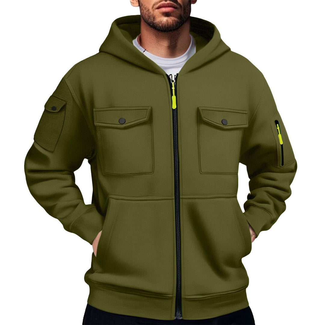 Herr mångsidig utility-hoodie med praktiska fickor Mirla-Eva Jonsson