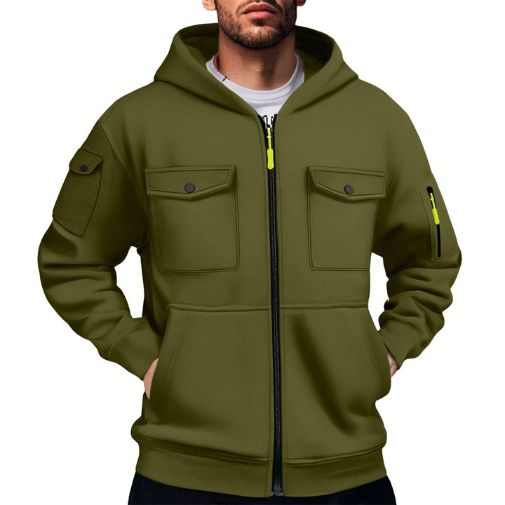 Herr mångsidig utility-hoodie med praktiska fickor Mirla-Eva Jonsson