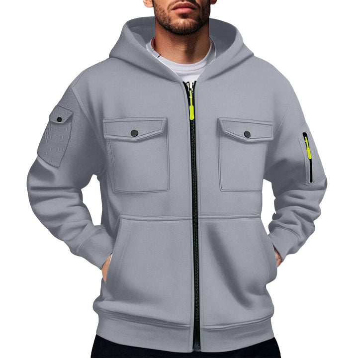 Herr mångsidig utility-hoodie med praktiska fickor Mirla-Eva Jonsson