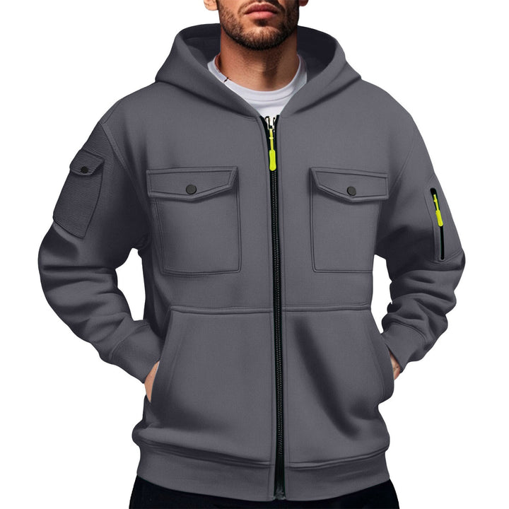 Herr mångsidig utility-hoodie med praktiska fickor Mirla-Eva Jonsson