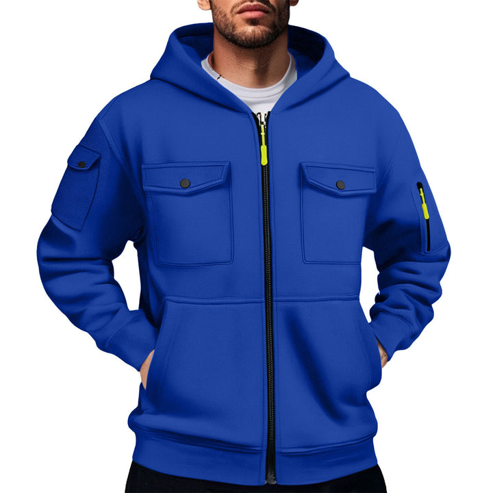Herr mångsidig utility-hoodie med praktiska fickor Mirla-Eva Jonsson