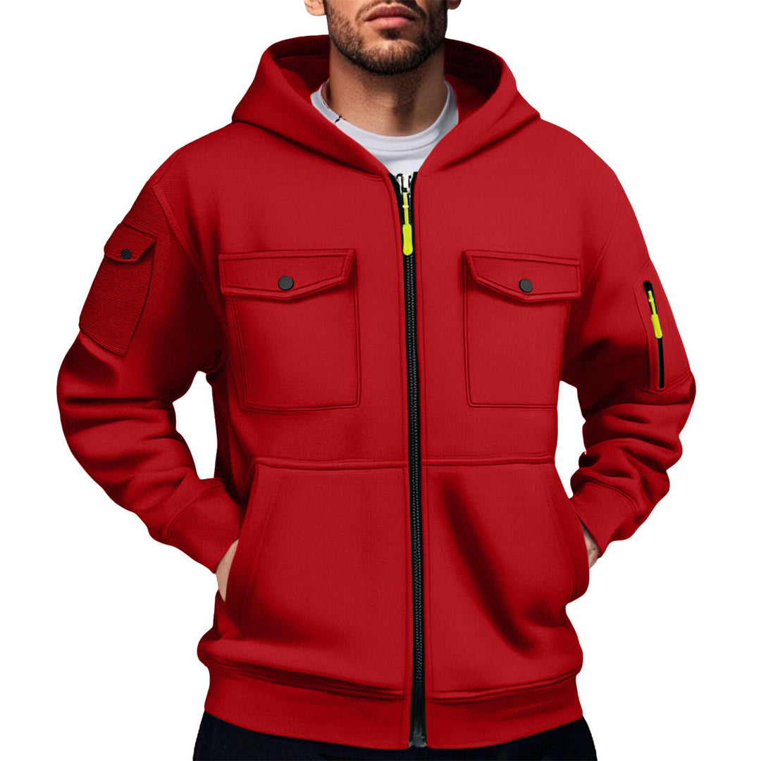 Herr mångsidig utility-hoodie med praktiska fickor Mirla-Eva Jonsson