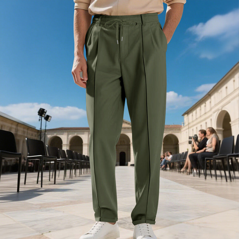 Herr modern Chino-byxa med bekväm elastisk midja och praktiska sidofickor Eva Jonsson-Eva Jonsson