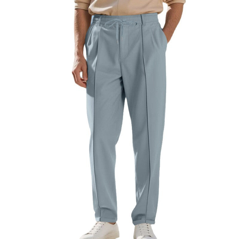 Herr modern Chino-byxa med bekväm elastisk midja och praktiska sidofickor Eva Jonsson-Eva Jonsson
