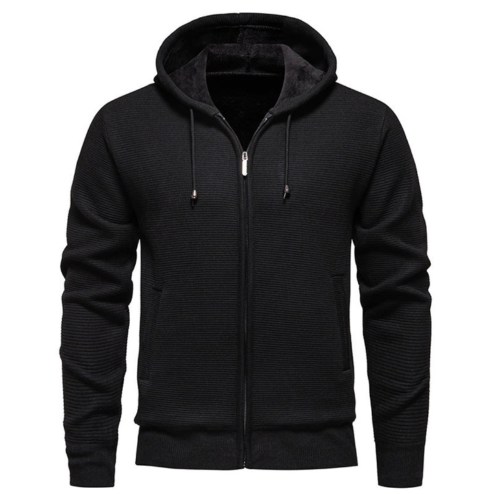 Herr modern hoodie med strukturerad yta och mjukt foder Mirla-Eva Jonsson