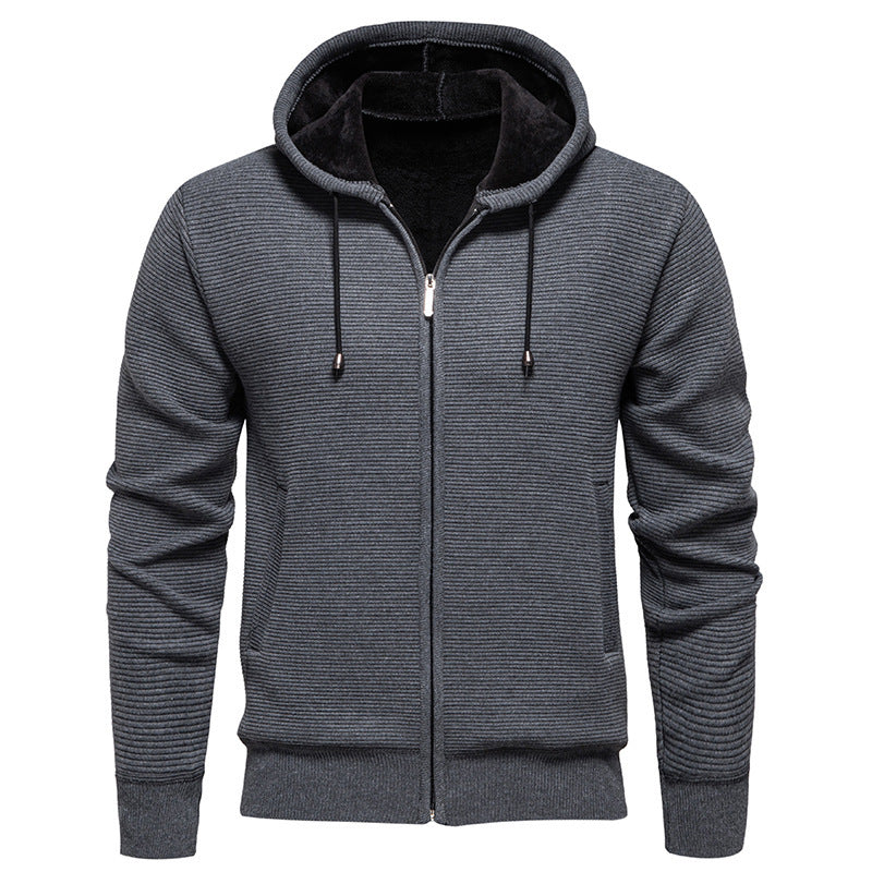 Herr modern hoodie med strukturerad yta och mjukt foder Mirla-Eva Jonsson