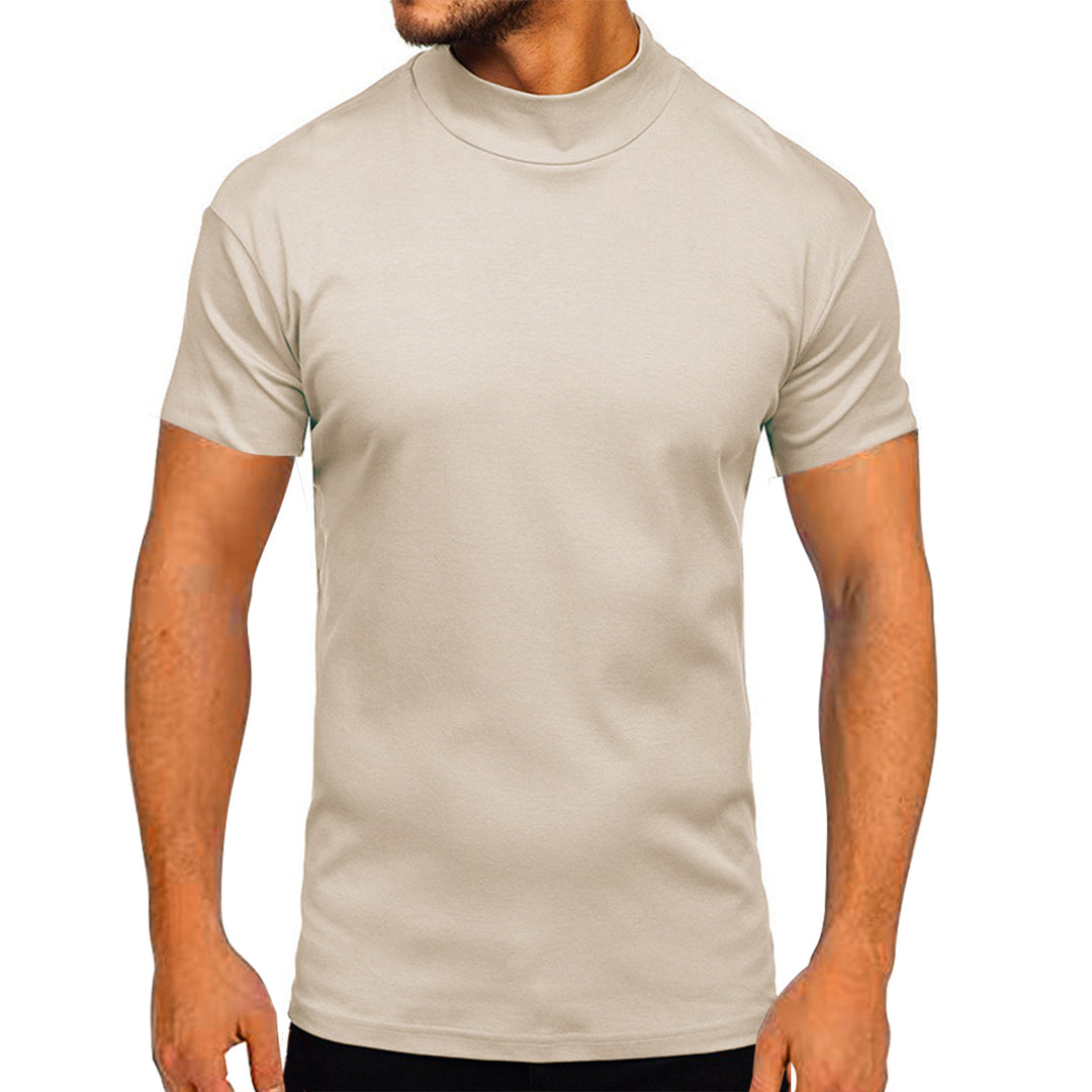 Herr modern kortärmad T-shirt med stående krage och strukturerad design Eva Jonsson-Eva Jonsson