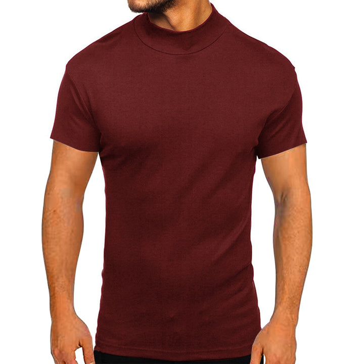 Herr modern kortärmad T-shirt med stående krage och strukturerad design Eva Jonsson-Eva Jonsson