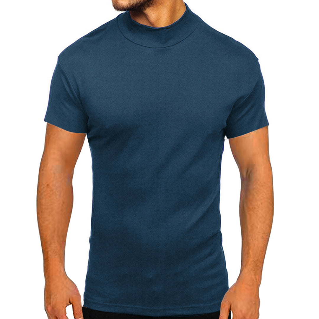 Herr modern kortärmad T-shirt med stående krage och strukturerad design Eva Jonsson-Eva Jonsson