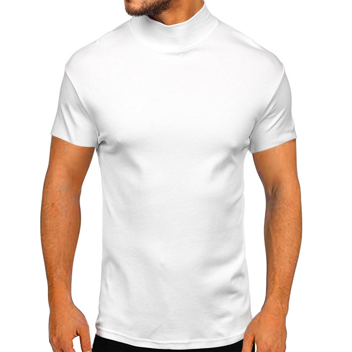 Herr modern kortärmad T-shirt med stående krage och strukturerad design Mirla-Eva Jonsson