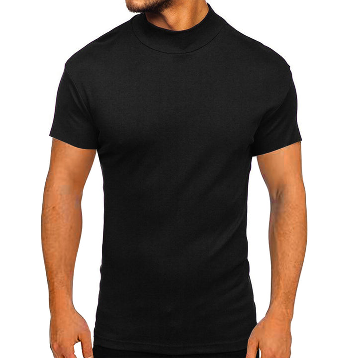 Herr modern kortärmad T-shirt med stående krage och strukturerad design Mirla-Eva Jonsson