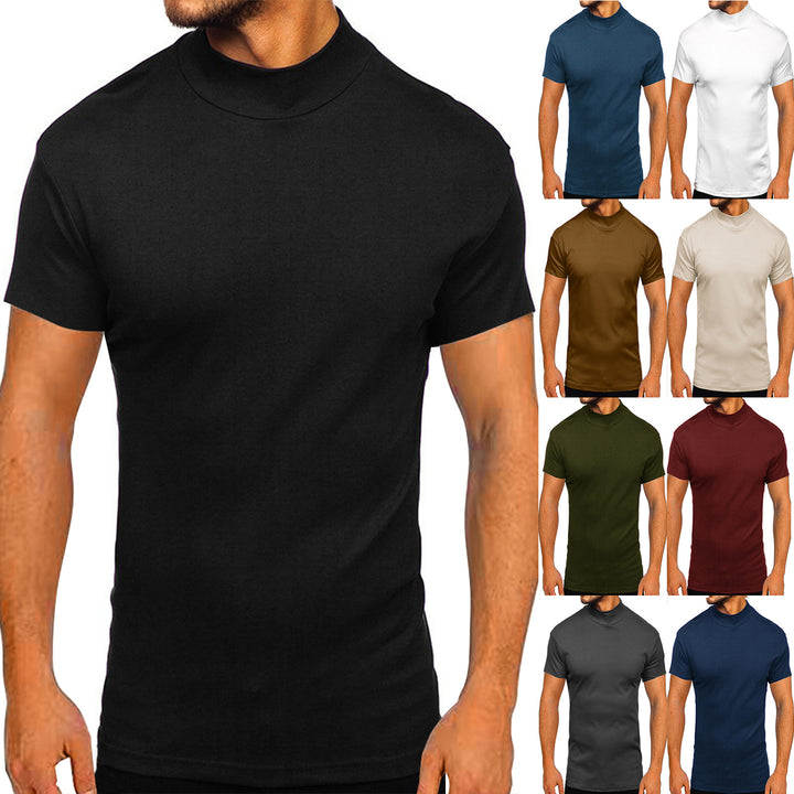 Herr modern kortärmad T-shirt med stående krage och strukturerad design Mirla-Eva Jonsson