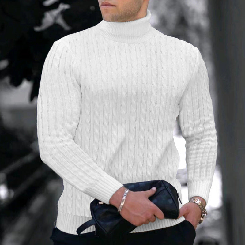 Herr modern rullkragepullover med strukturerad design Mirla-Eva Jonsson