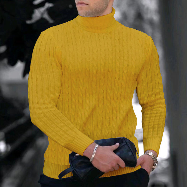 Herr modern rullkragepullover med strukturerad design Mirla-Eva Jonsson