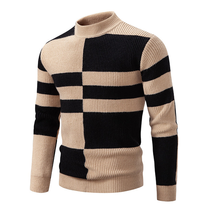 Herr modern rullkragepullover med strukturerad ribbdesign Mirla-Eva Jonsson