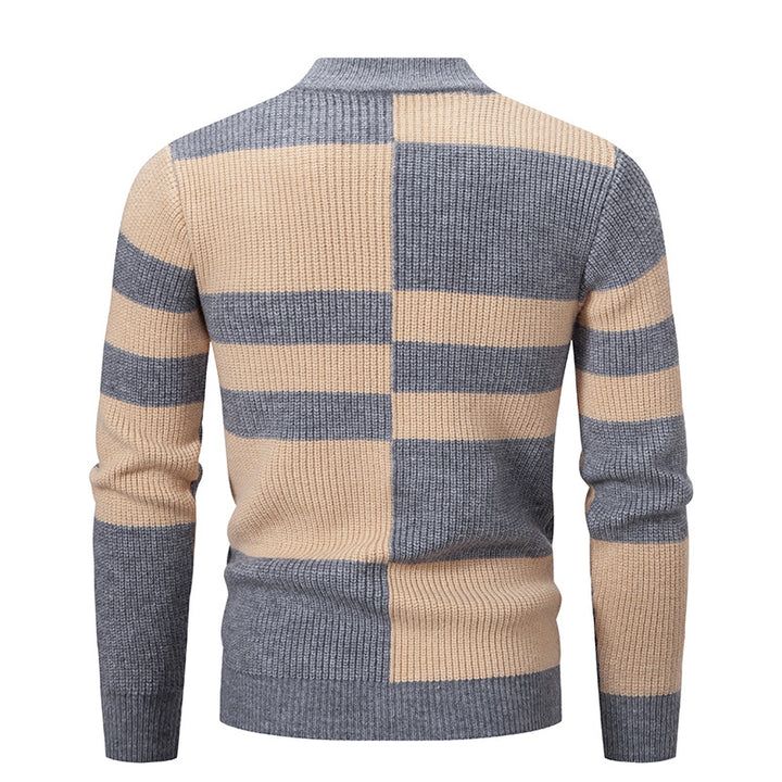 Herr modern rullkragepullover med strukturerad ribbdesign Mirla-Eva Jonsson