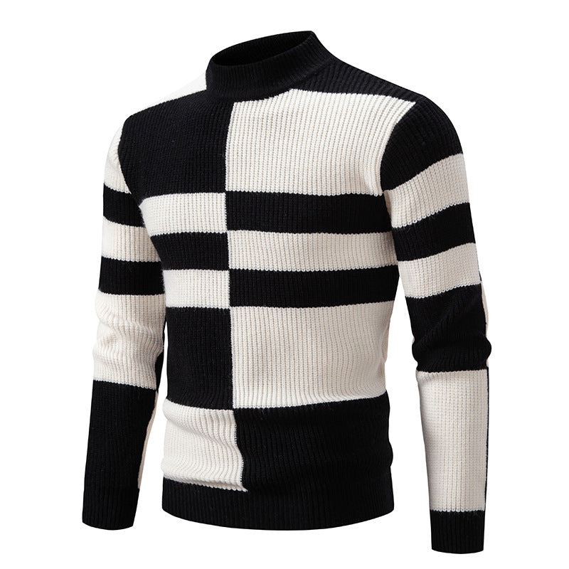 Herr modern rullkragepullover med strukturerad ribbdesign Mirla-Eva Jonsson