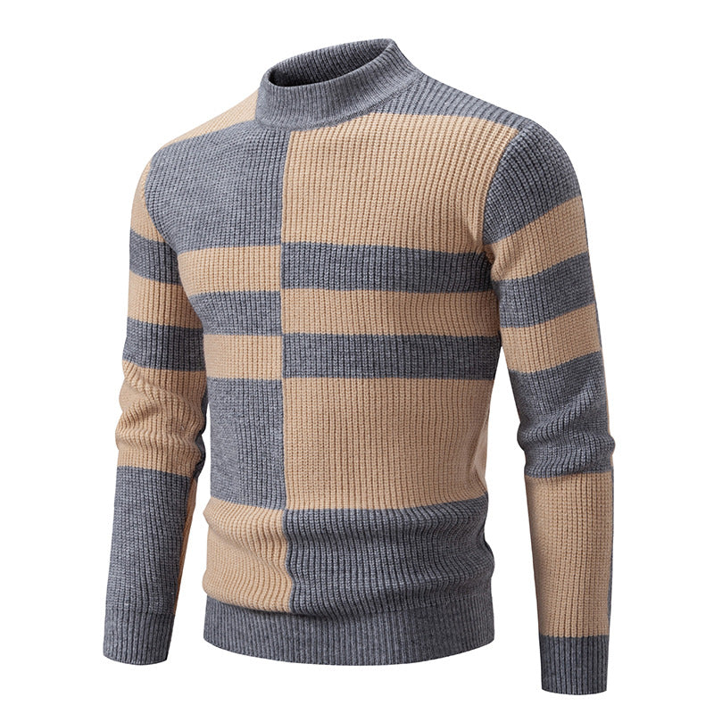 Herr modern rullkragepullover med strukturerad ribbdesign Mirla-Eva Jonsson