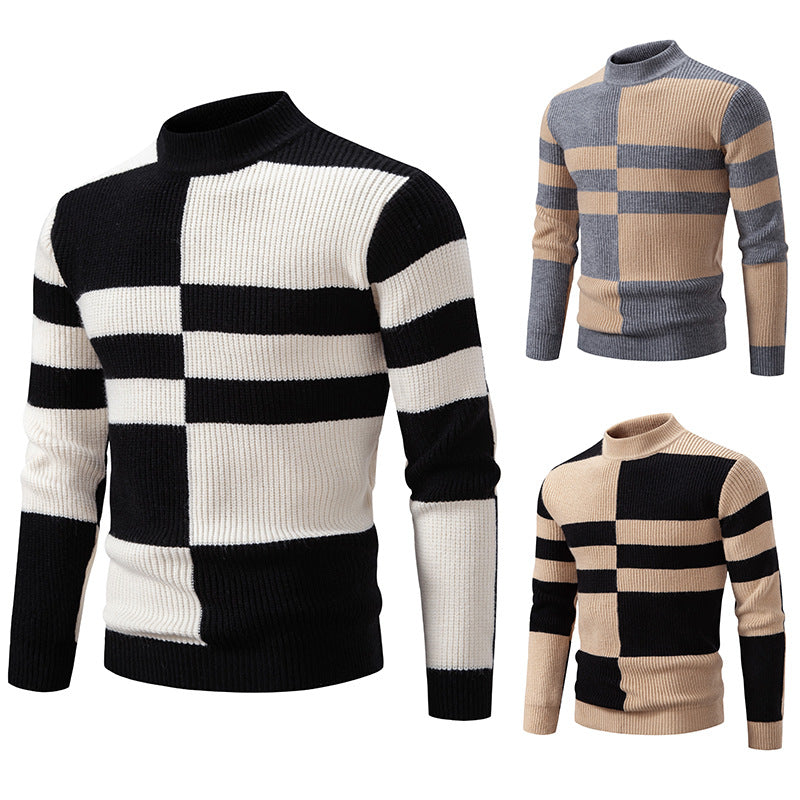 Herr modern rullkragepullover med strukturerad ribbdesign Mirla-Eva Jonsson