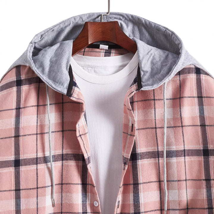 Herr overshirt med huva i modern rutdesign Mirla-Eva Jonsson